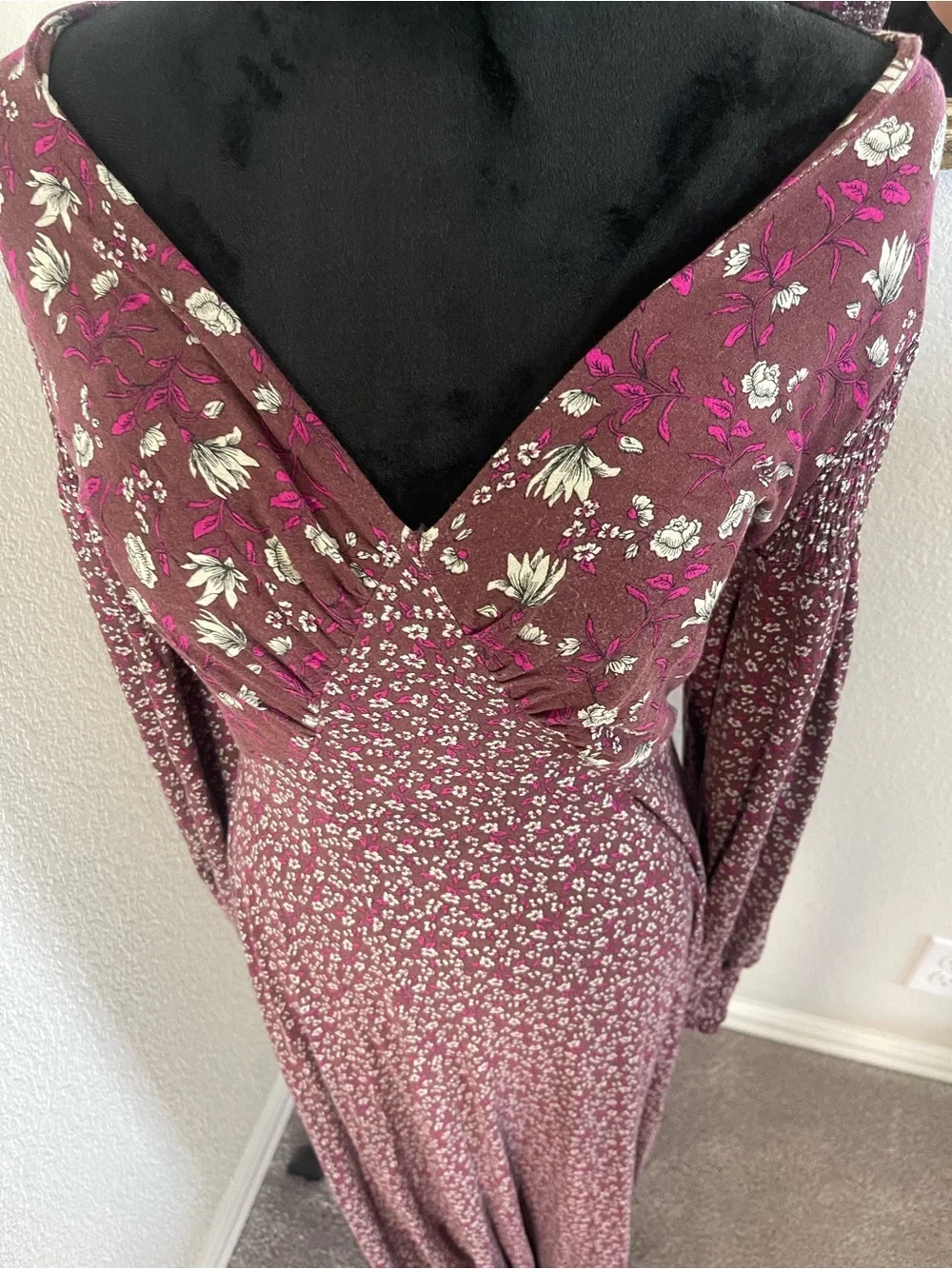 Free People Floral Burgundy Maxi Dress